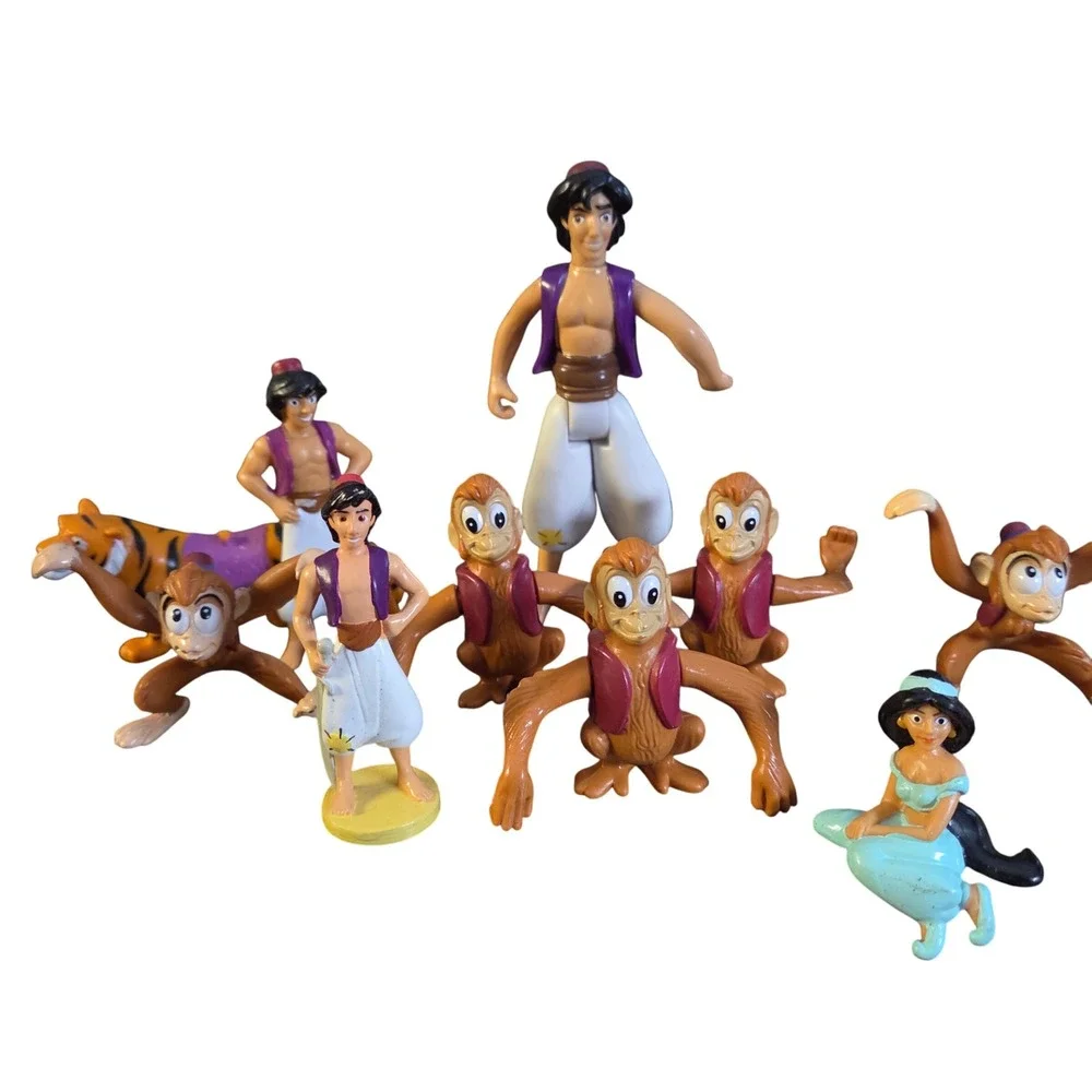 Mixed Disney Aladdin Character Mini‎ Figures Set Abu Jasmine Aladdin Tiger Rajah